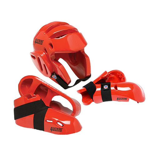 Proforce Sparring Gear Set Guards  Head Helmet Hand Foot Red Karate Tkd Pads New 