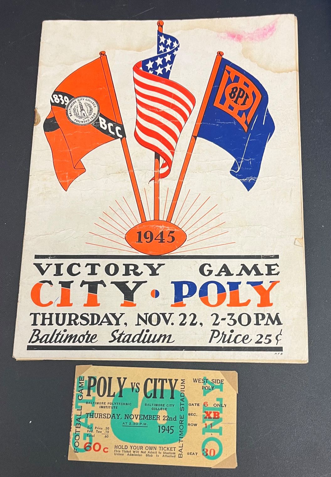 1945 City vs Poly Game Program and Ticket