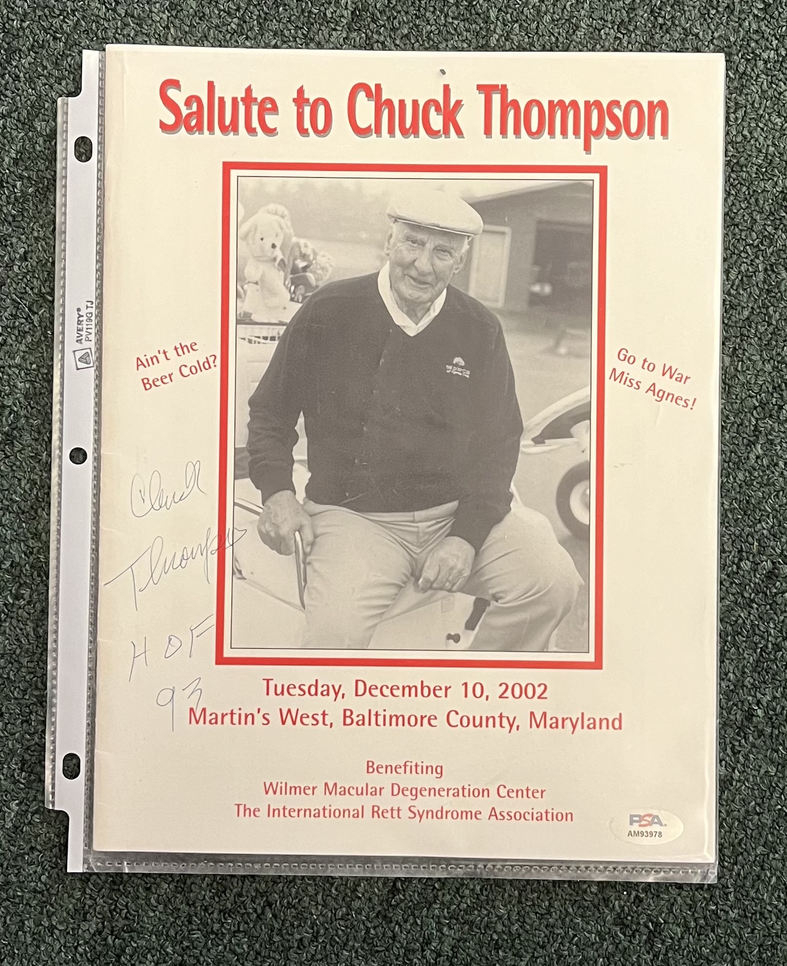 Salute to Chuck Thompson Signed Program