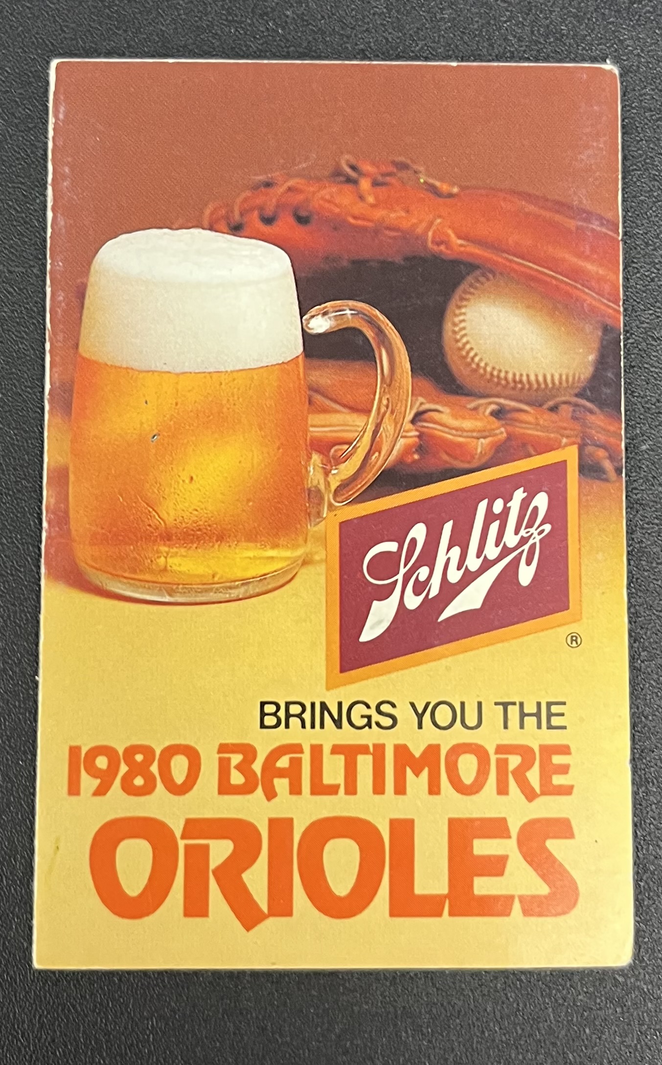 1980 Baltimore Orioles Schedule WFBR Schlitz Beer