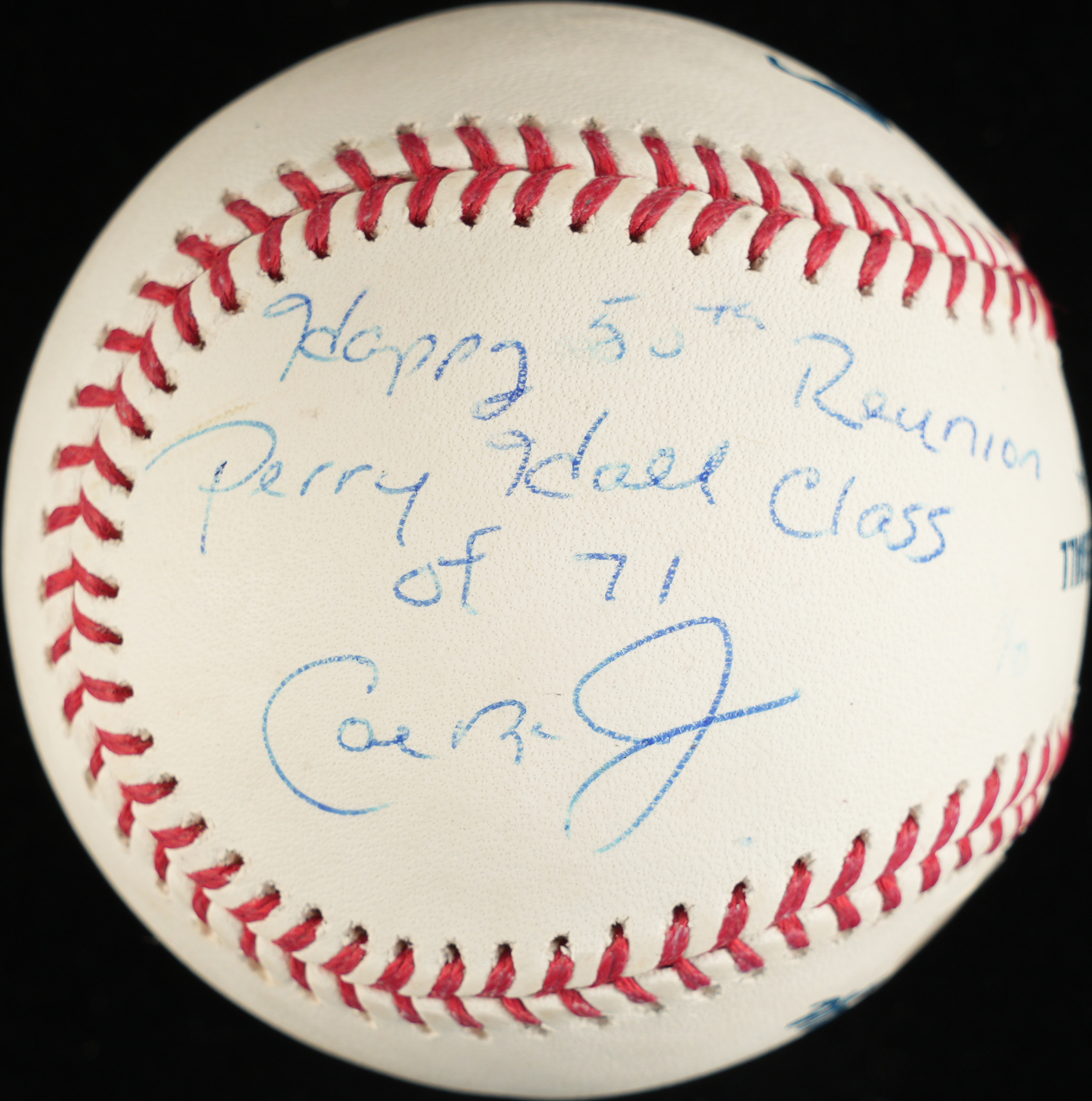 CAL RIPKEN JR SIGNED OMLB PERSONALIZED "HAPPY 50TH REUNION PERRY HALL HS" Class of '71