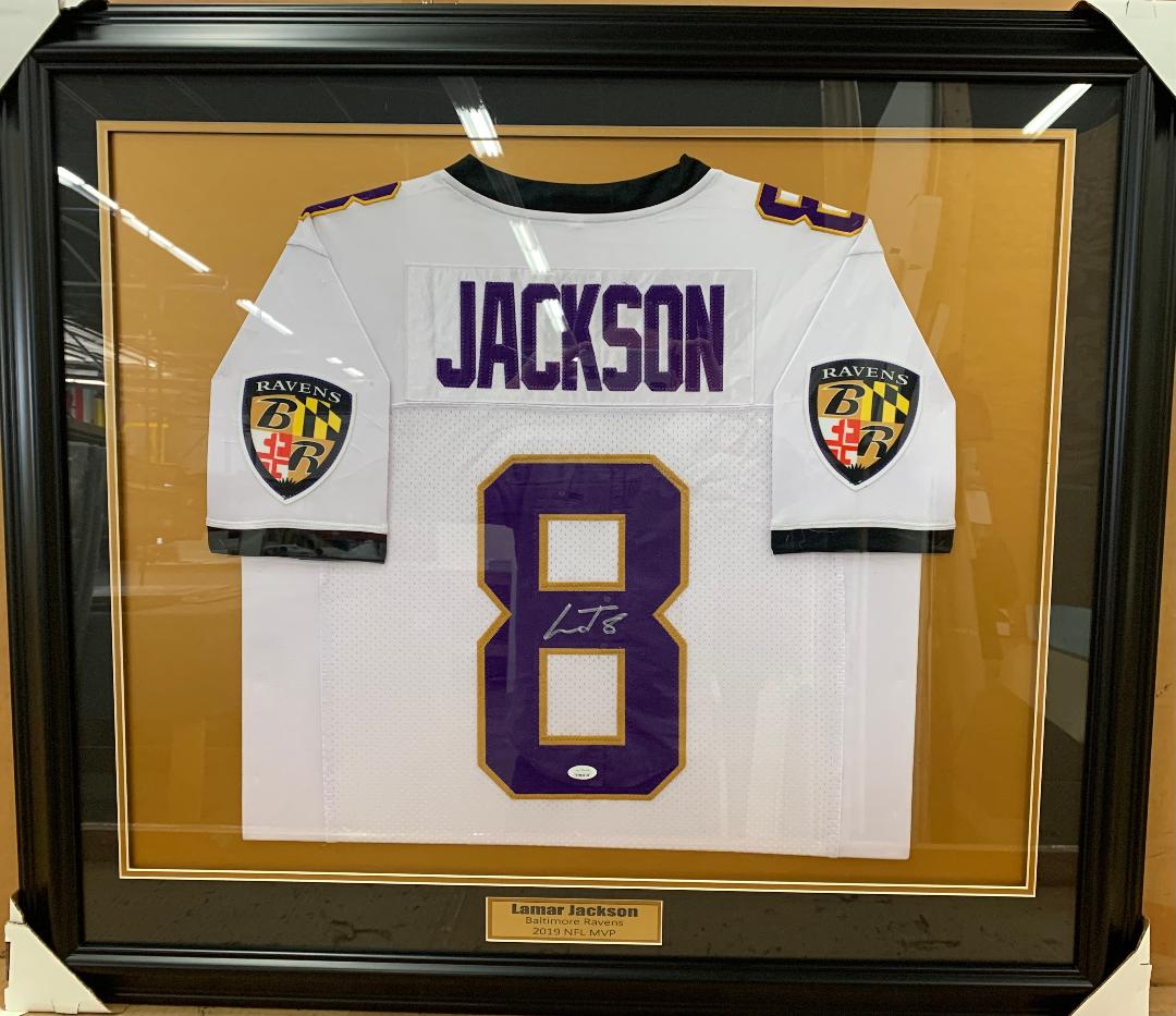 Lama Jackson Signed "Gold Ink" Ravens Jersey Custom framed