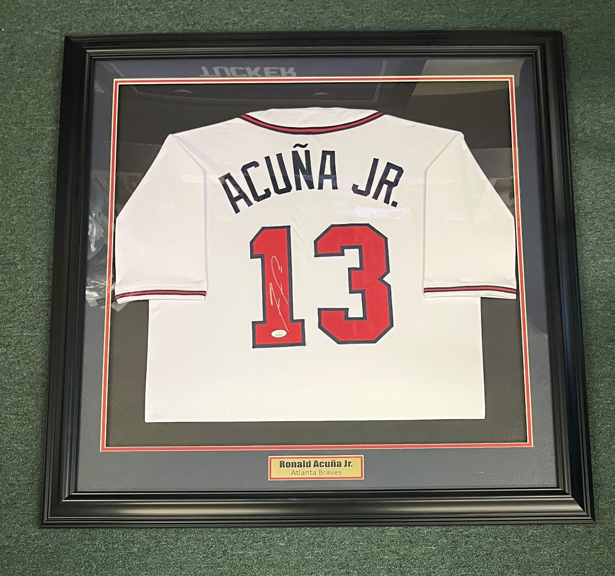 Ronald Acuna Jr. Framed Autographed Jersey