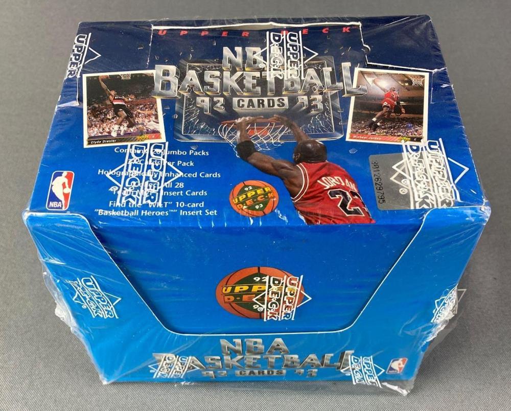 1992-93 Upper Deck Basketball Low Number Jumbo Box Sealed (20 Packs). 