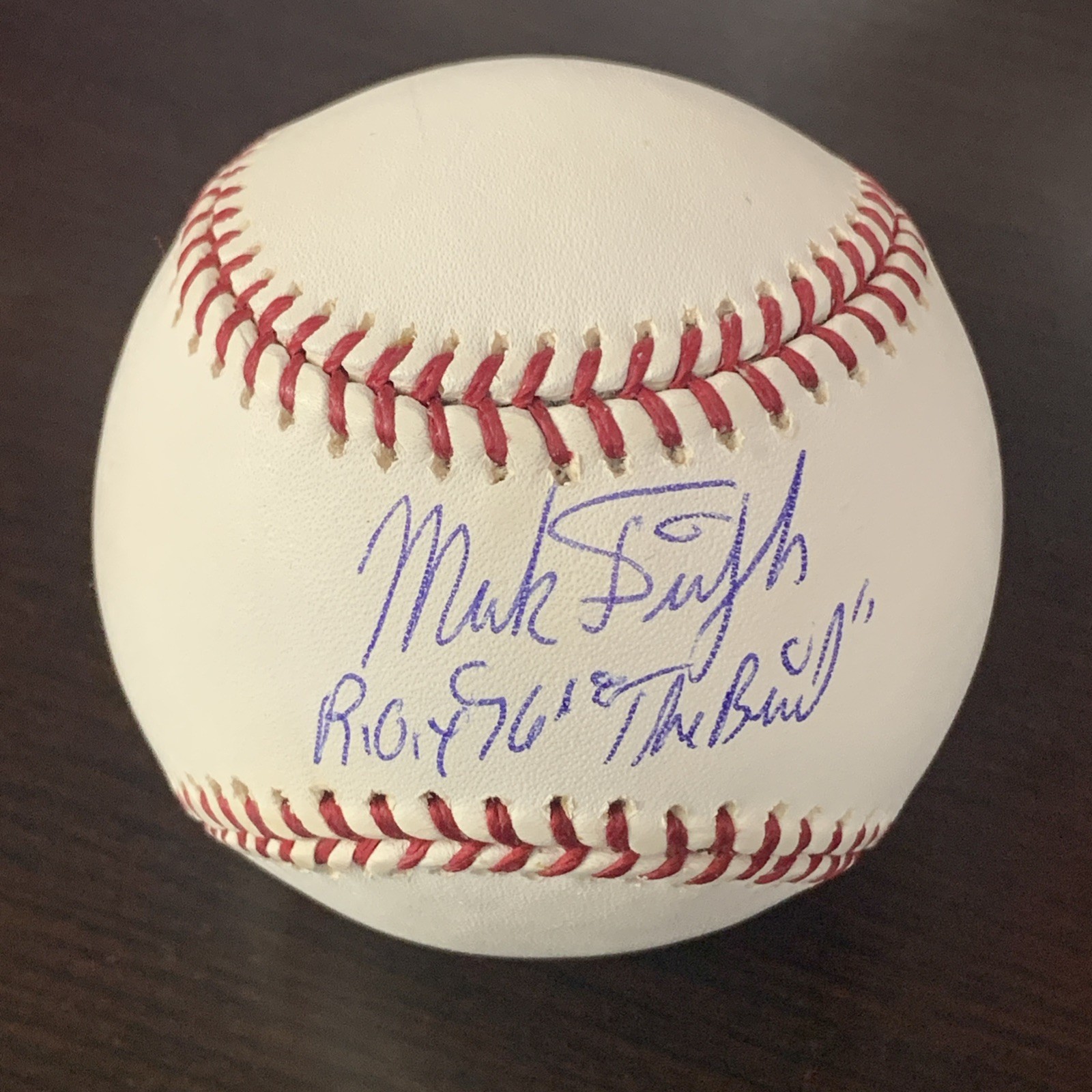 MARK "THE BIRD: FIDRYCH SIGNED BASEBALL W/ INSCRIPTIONS