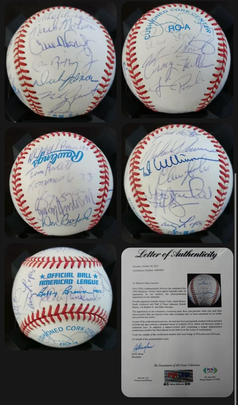 Item of the Day: 1994 Baltimore Orioles Team signed Opening Day Baseball