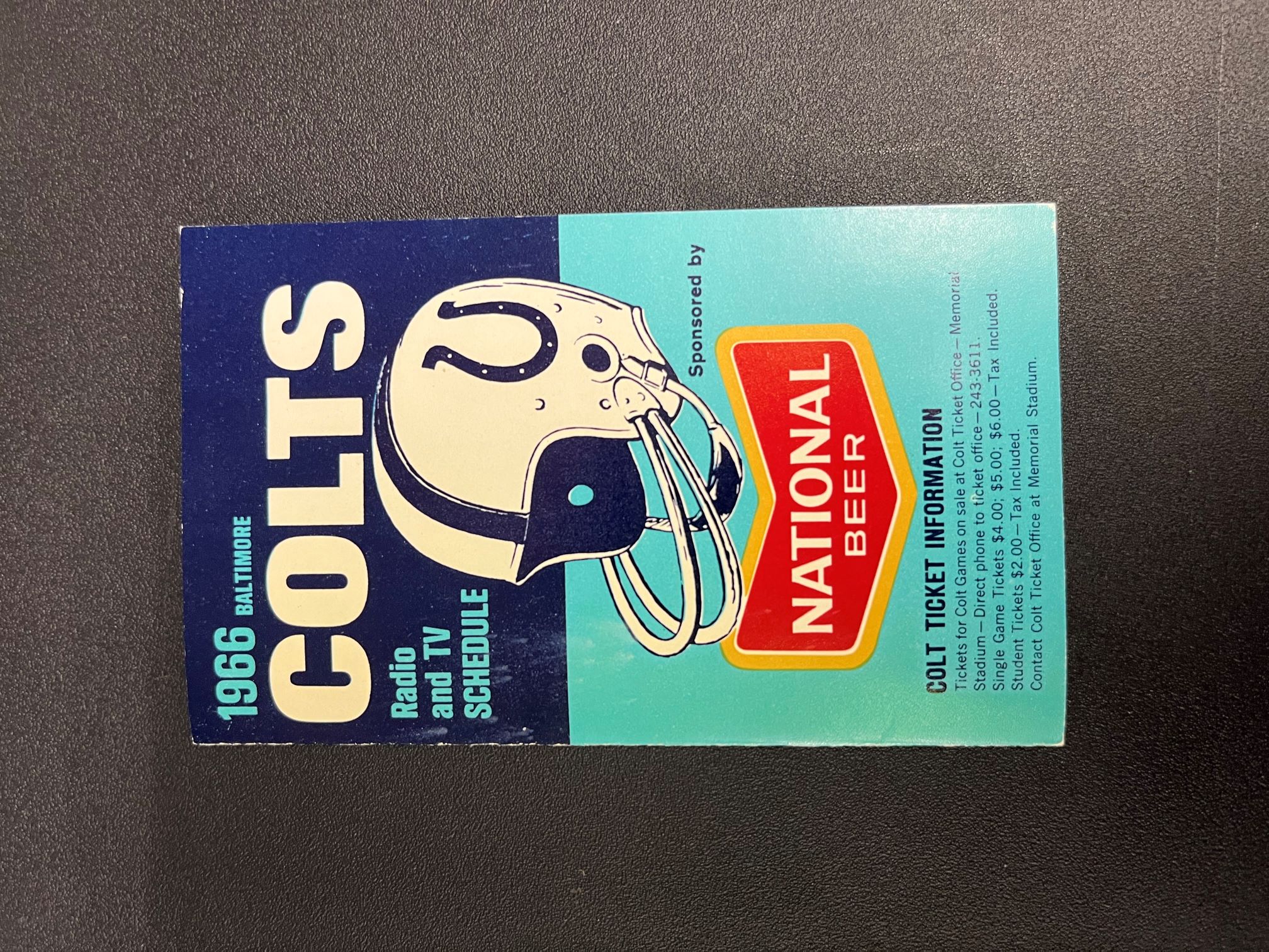 1966 Baltimore Colts Schedule National Beer