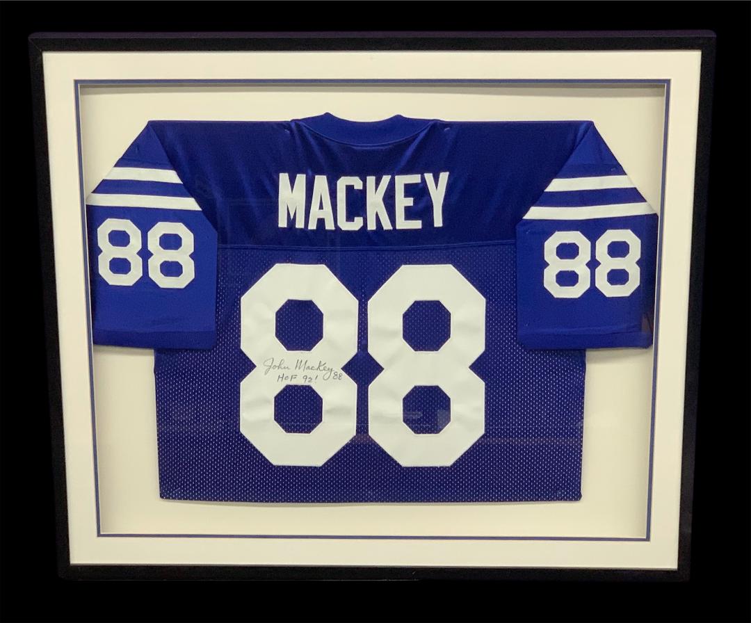 JOHN MACKEY SIGNED BALTIMORE COLTS CUSTOM FRAMED JERSEY 