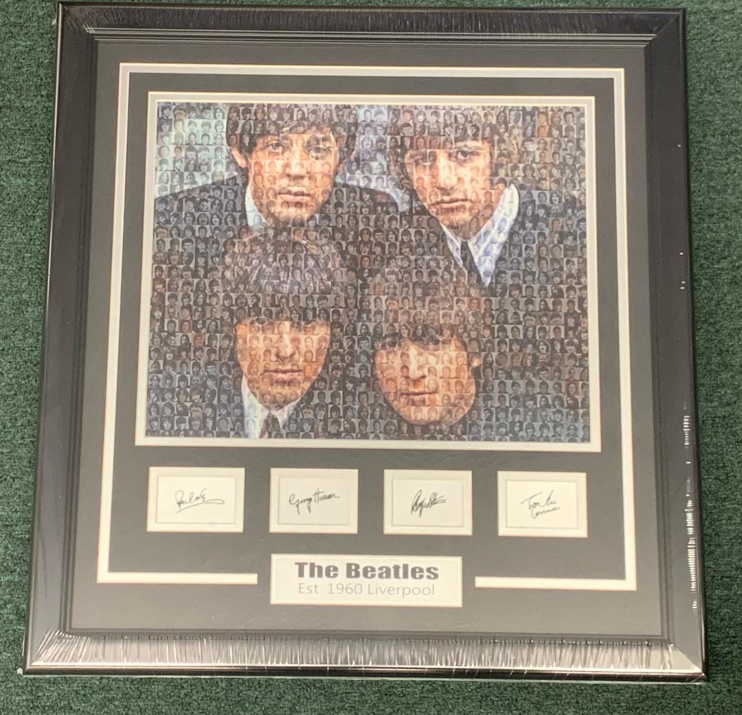 BEATLES 12X18 MOSAIC W/ LASER ENGRAVED SIGNATURES