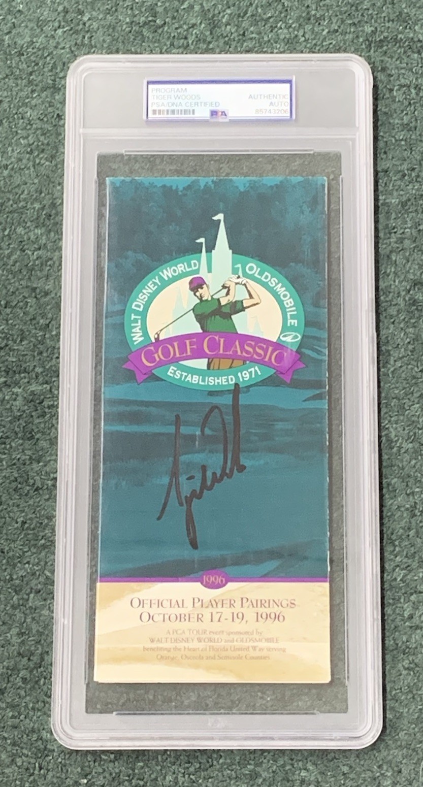 1996 Walt Disney World/Olds Classic Tiger Woods PGA Win #2 Signed Pairing PSA