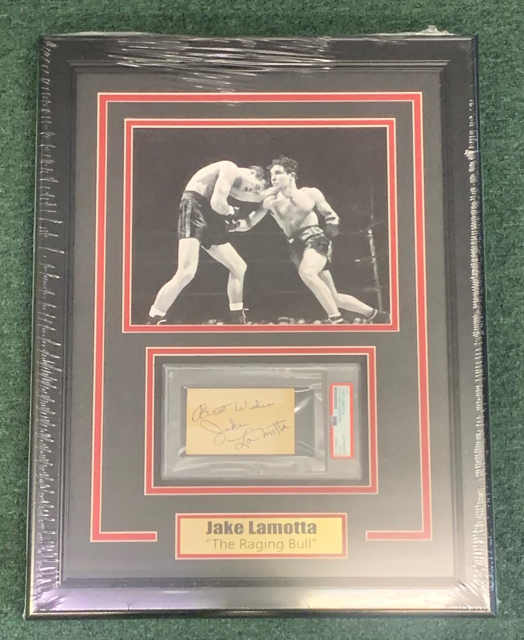 JAKE LAMOTTA SIGNED CUT w/ custom framed 8x10
