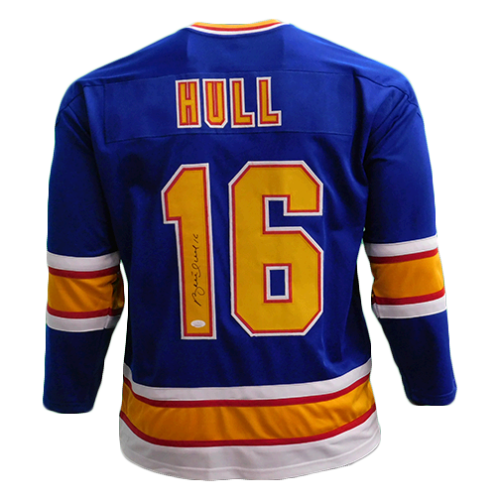 Brett Hull Autographed St. Louis Pro Style Hockey Jersey Blue (JSA COA)