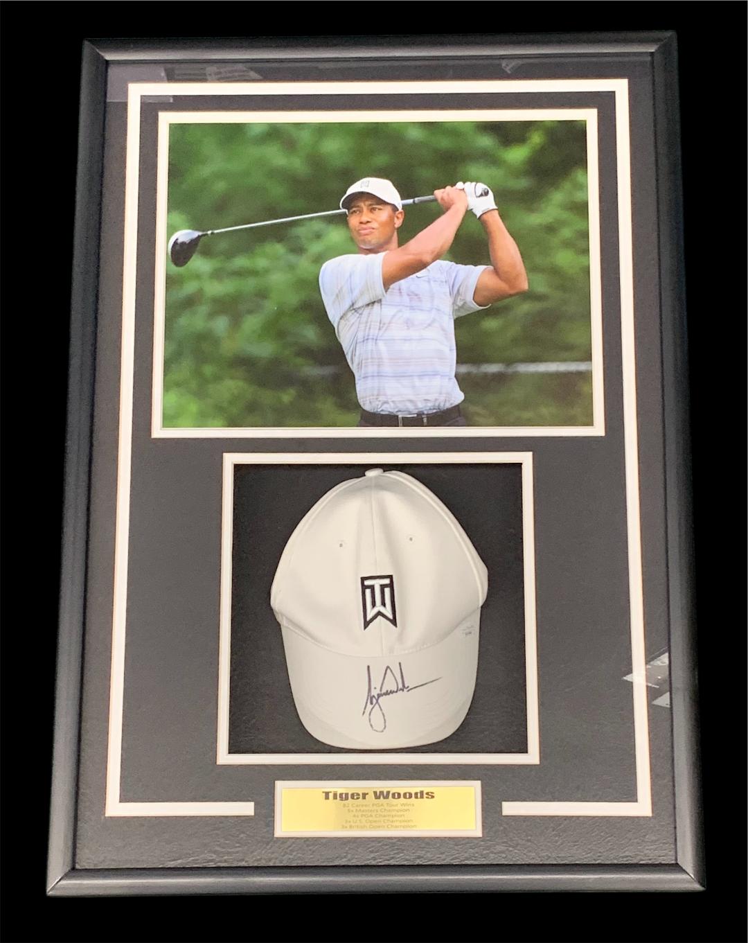TIGER WOODS SIGNED HAT SHADOWBOX