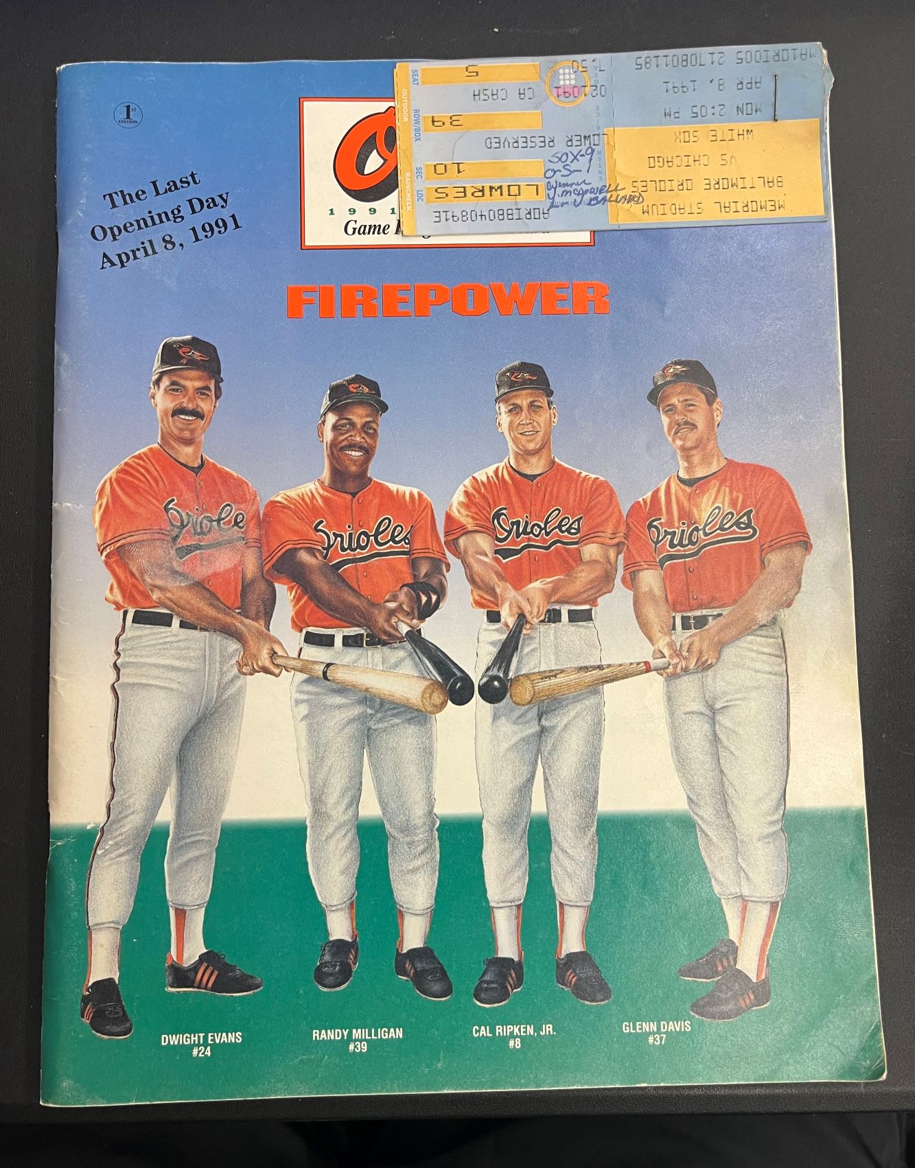 1971 Baltimore Orioles Opening Day Program With Ticket Stub