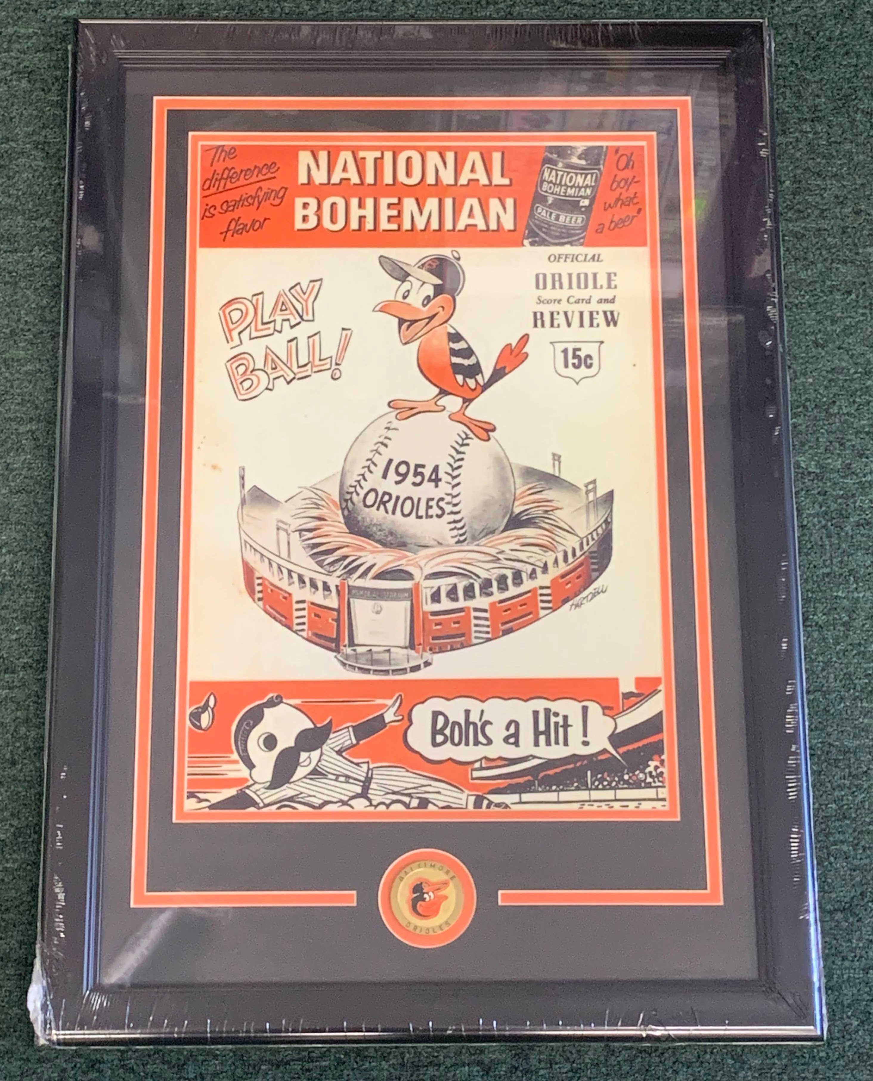 1954 BALTIMORE ORIOLES NATIONAL BOHEMIAN REPLICA 12X18
