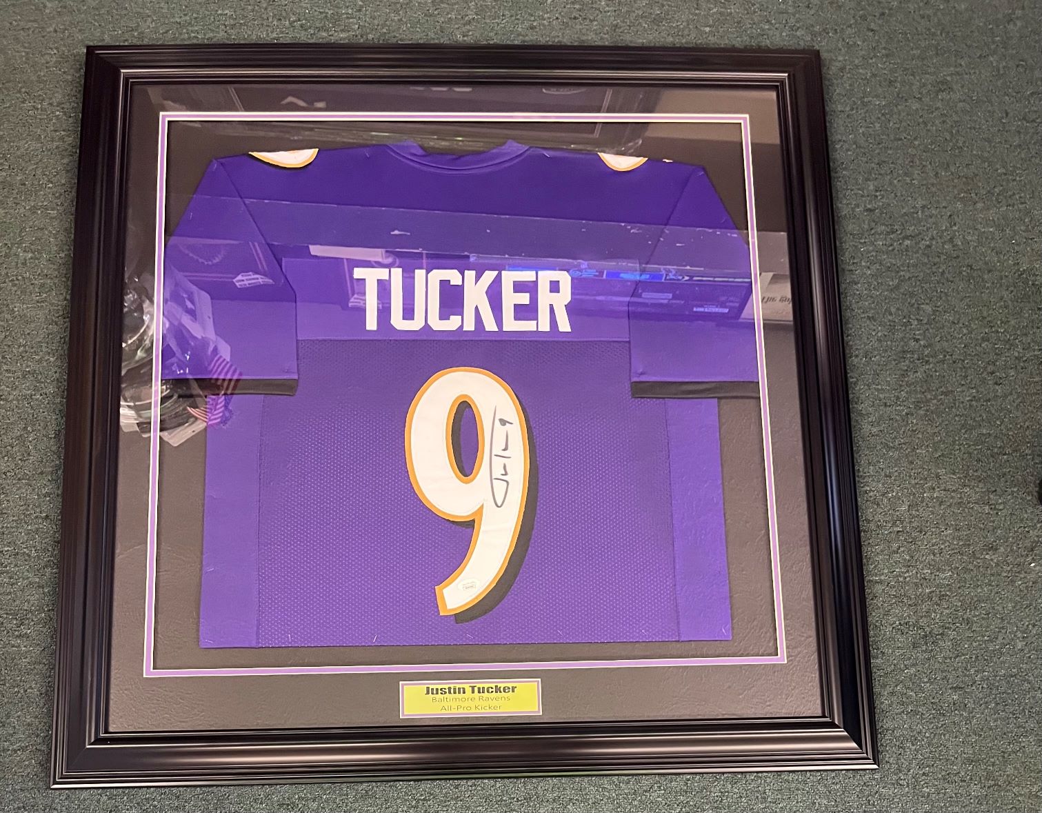 Justin Tucker Framed Autographed Jersey