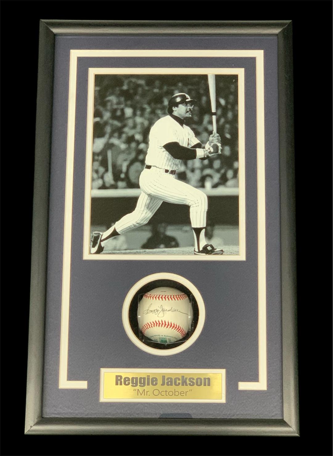 REGGIE JACKSON SIGNED BASEBALL SHADOWBOX