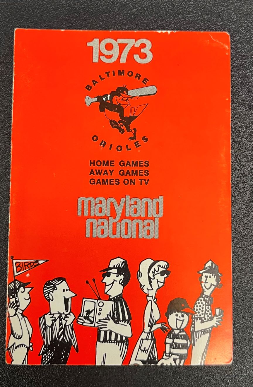 1973 Baltimore Orioles Schedule Maryland National Bank