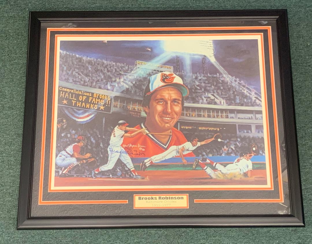 BROOKS ROBINSON SIGNED 20X26 LITHOGRAPH BY ARTIST