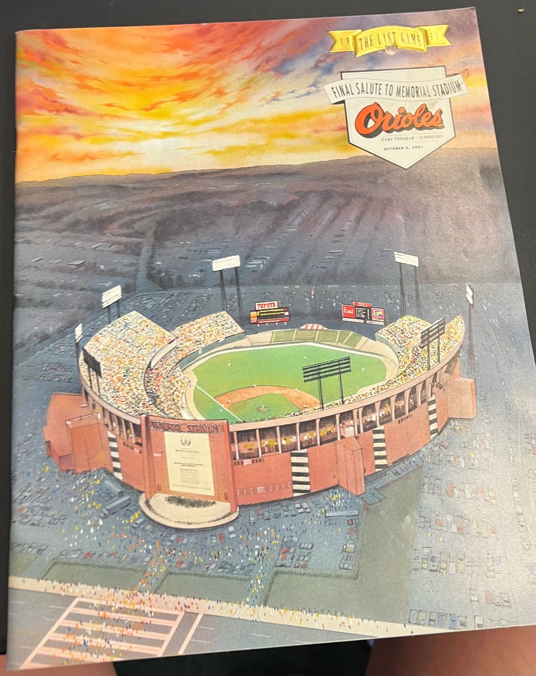 1991 Last Game Memorial Stadium Program Oct. 6, 1991