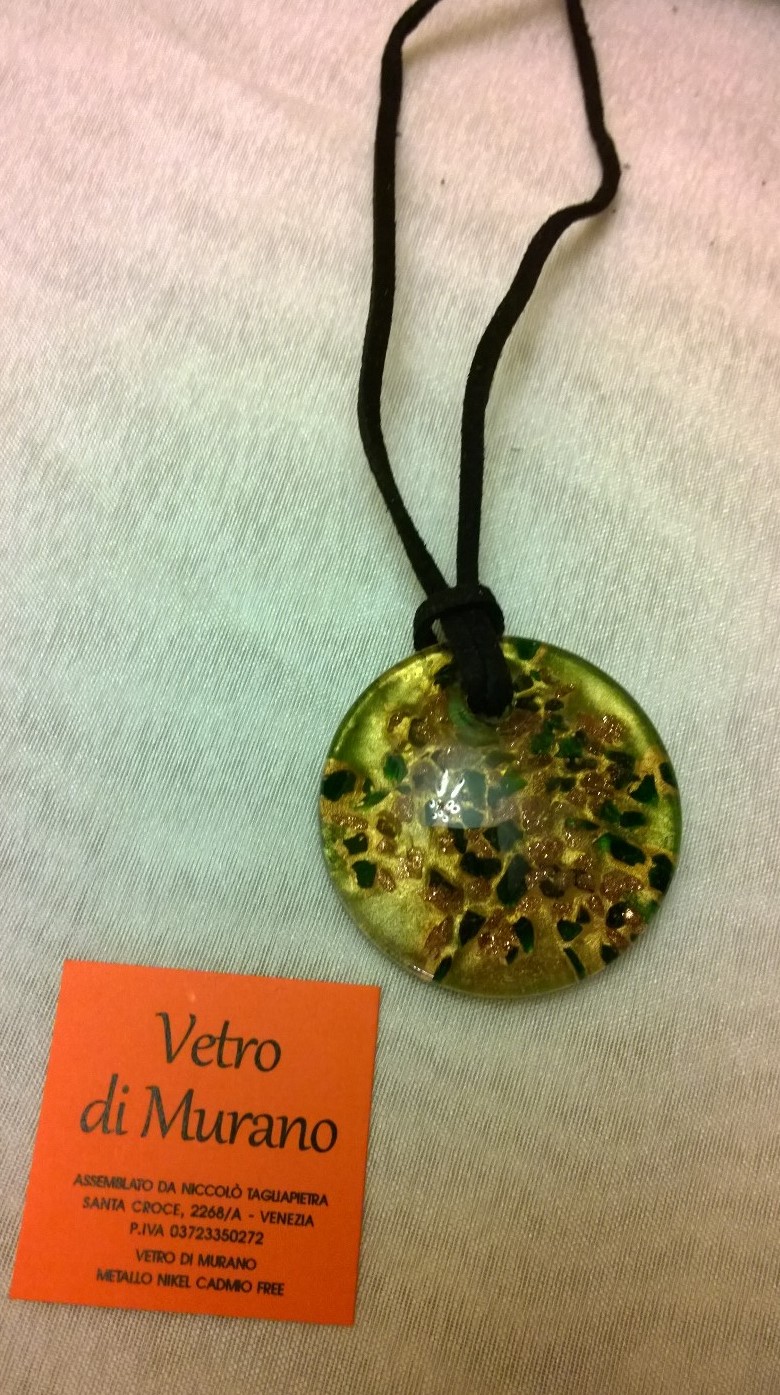 Green and Gold Round Murano 2N11