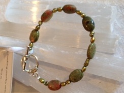 Pearl & Unakite Bracelet - 7 1/4"