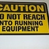 Do Not Reach Into Running Equipment Safety Decal