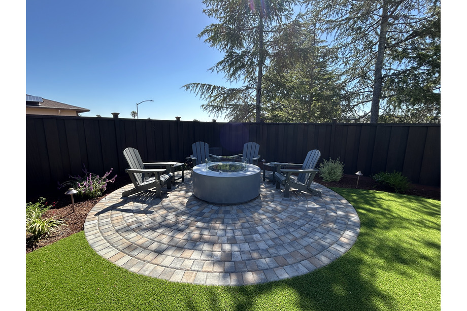 Home showing Backyard Artificial Grass and Pavers