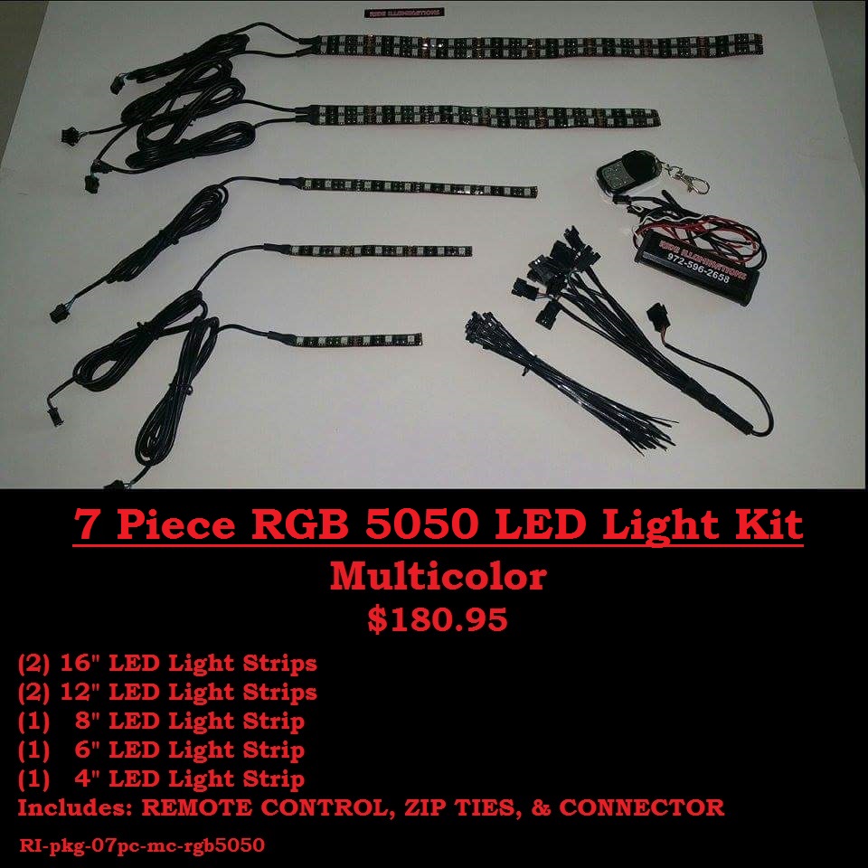 7 Piece RGB 5050 DIY LED Light Kit - Multicolor