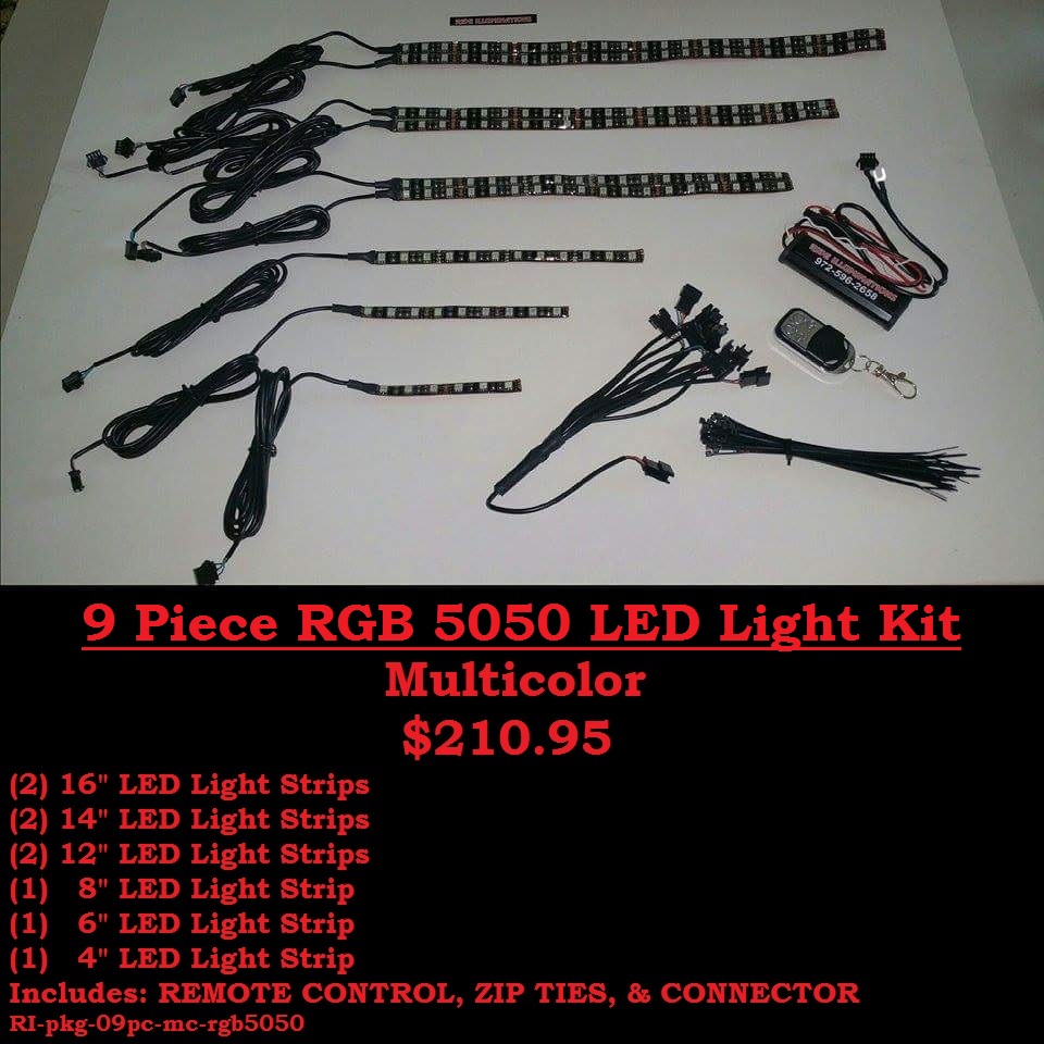 9 Piece RGB 5050 DIY LED Light Kit - Multicolor
