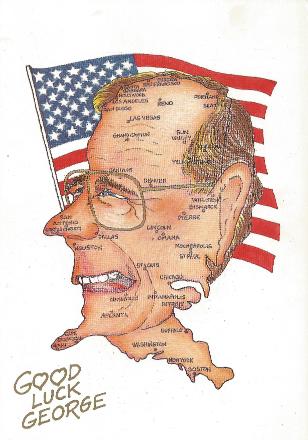 George Bush postcard