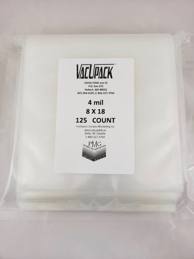 4 MIL 125 COUNT 8X18 COMMERCIAL FLAT BAGS