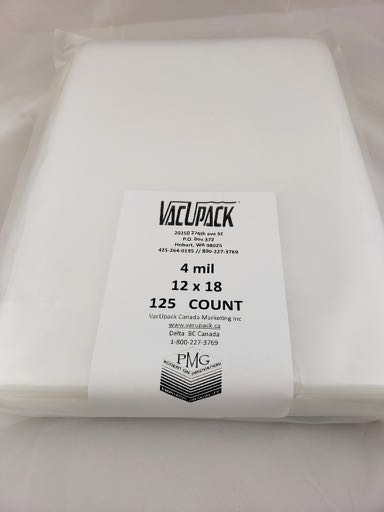 4 MIL 125 COUNT 12X18 COMMERCIAL FLAT BAGS