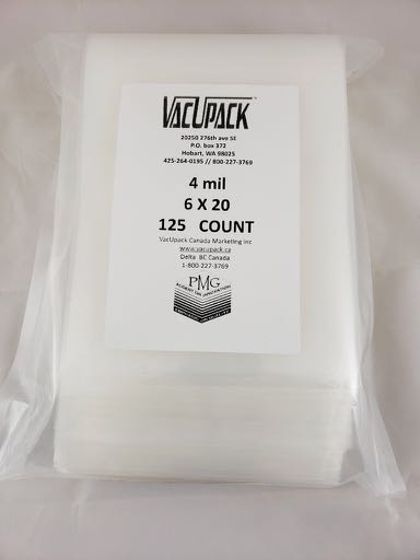4 MIL 125 COUNT 6X20 COMMERCIAL FLAT BAGS