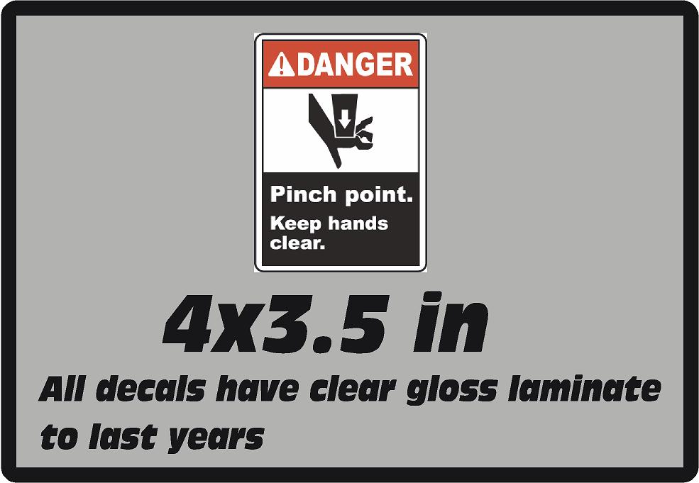 Danger Pinch Point Danger Gasoline  Safety Vinyl Glossy Laminate Decal