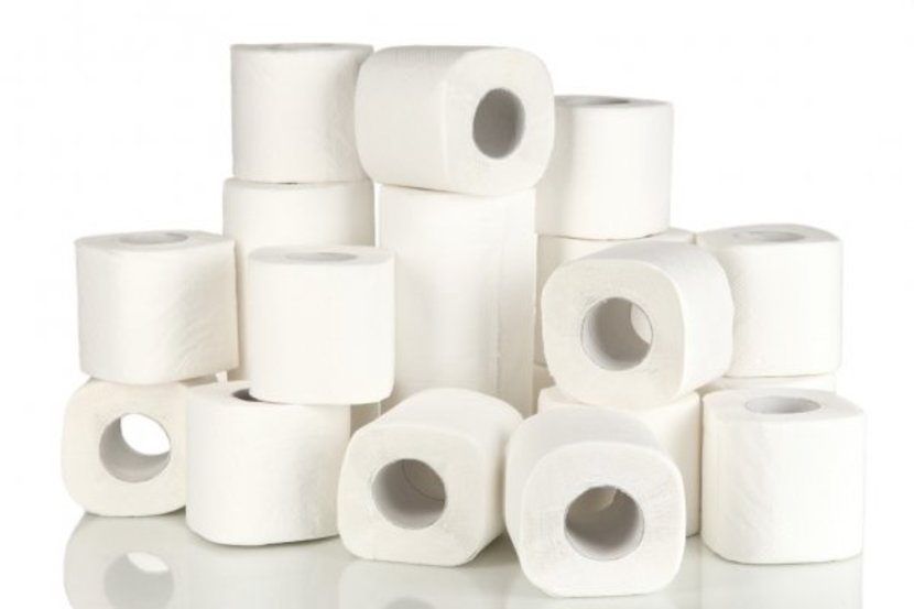 ROLLS OF TOILET PAPER IN A PILE