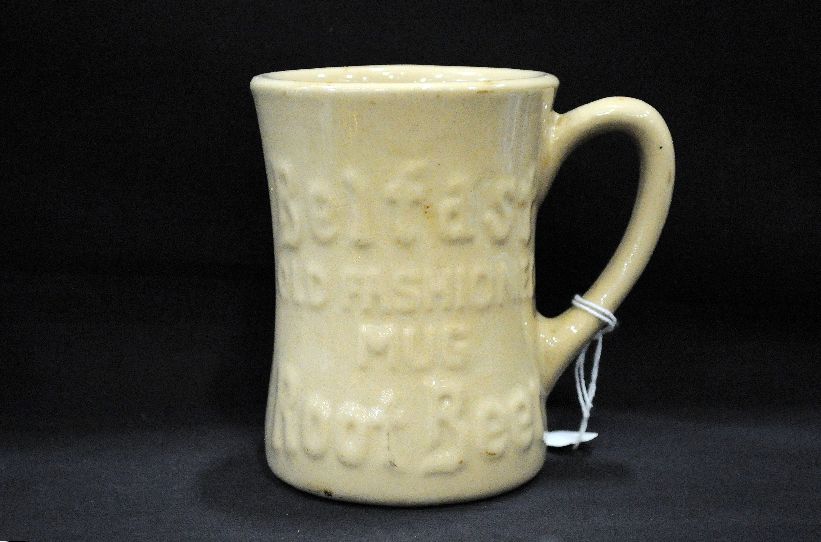 Vintage Corner Store Porcelain Merchant Millers Gold Metal Mug