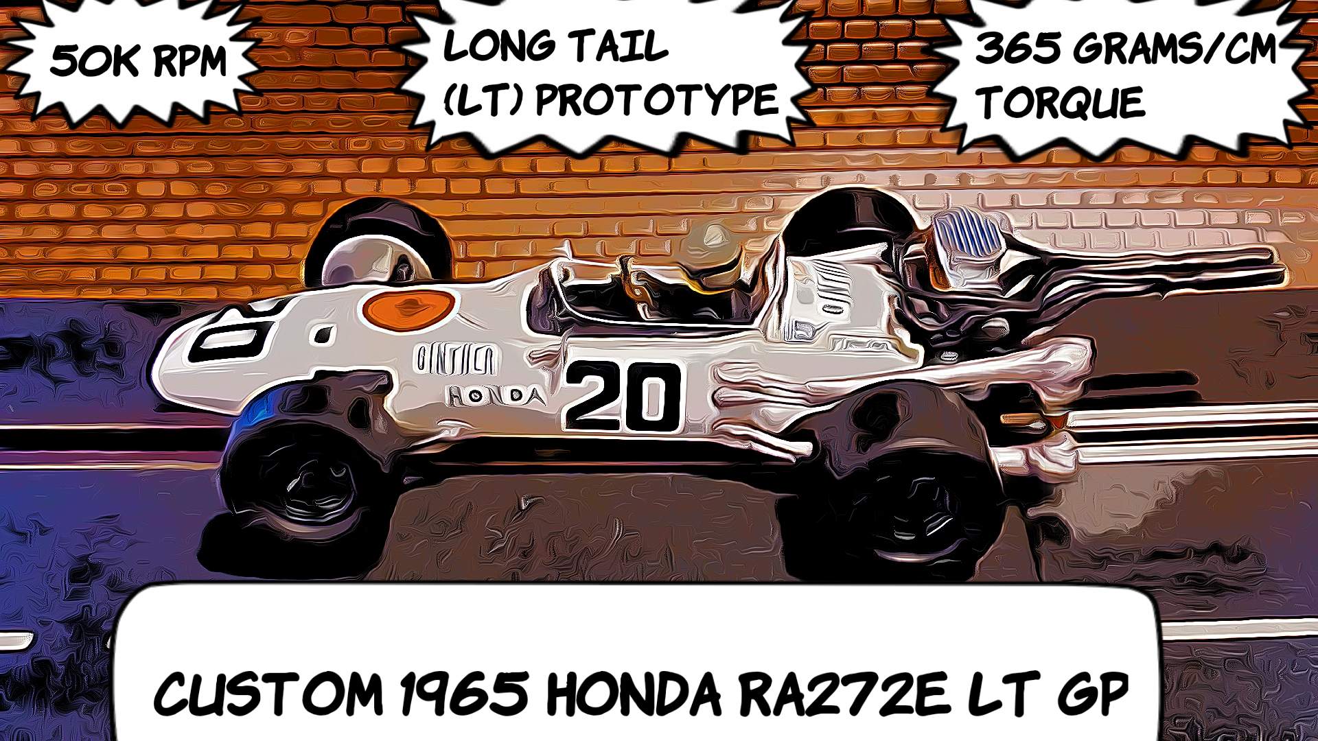 * SALE, Save $60 off vs our $279.99 Ebay Store * Honda RA272E LT (Long Tail) Richie Ginther Prototype Slot Car #20 1:24 Scale