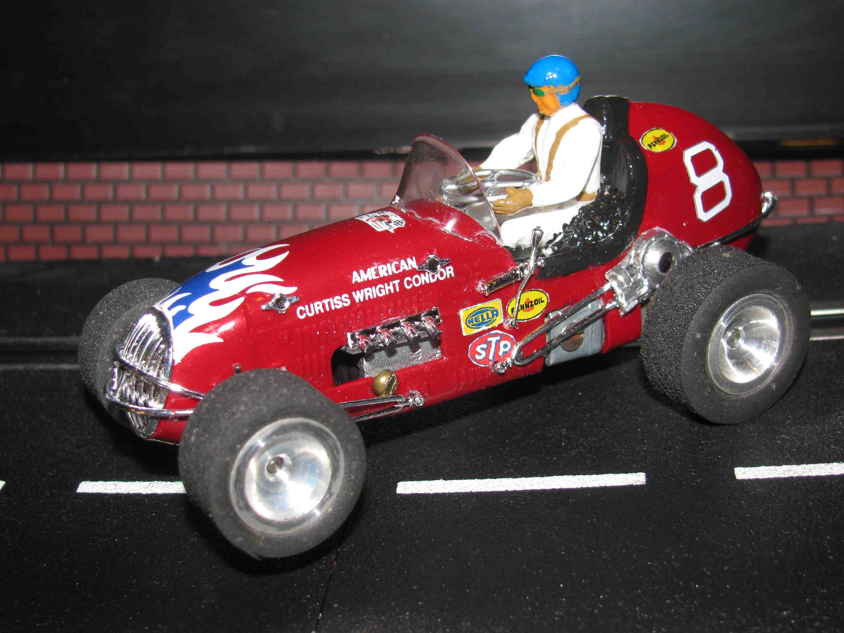 * SOLD * Vintage Revell-Monogram Midget Racer “American CWC” Metallic Red Slot Car 1/32 Scale Car #8