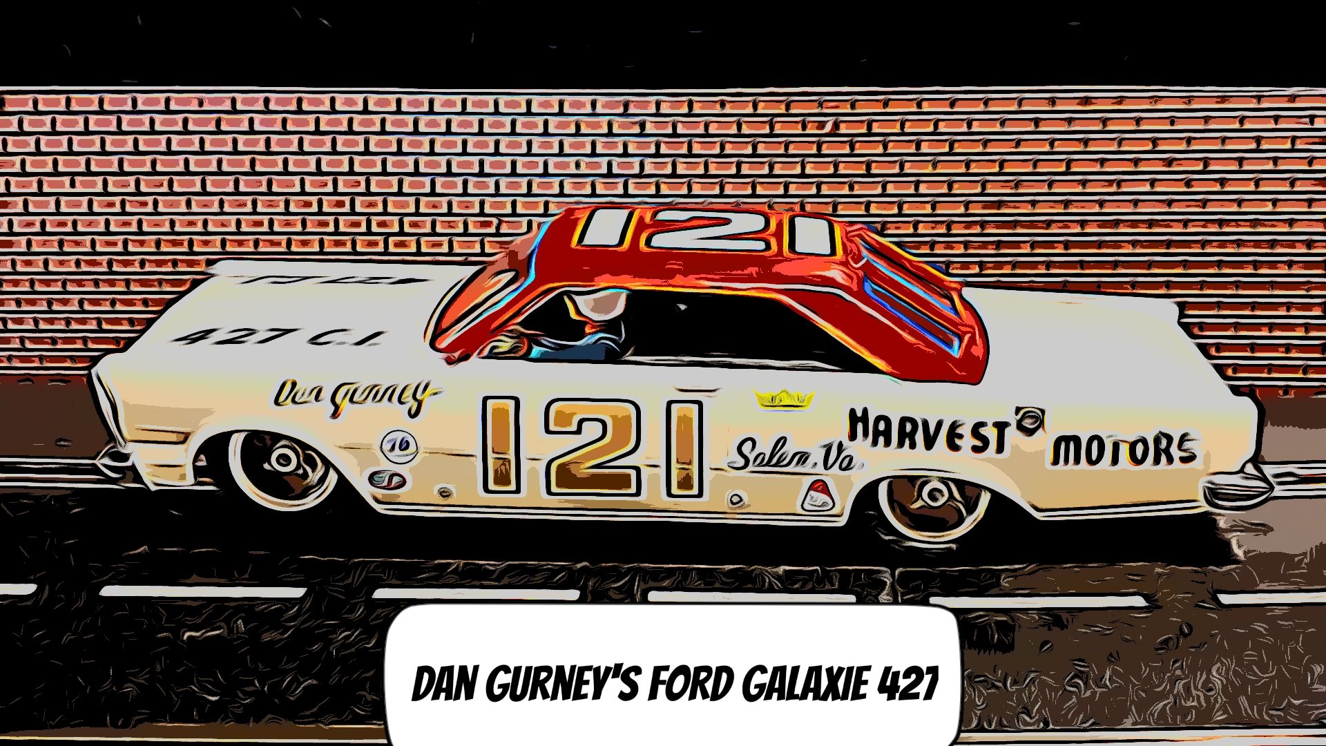 RARE COX 1965 Dan Gurney FORD Galaxie 427 Harvest Motors Special Slot Car 1/24 Scale Car 121