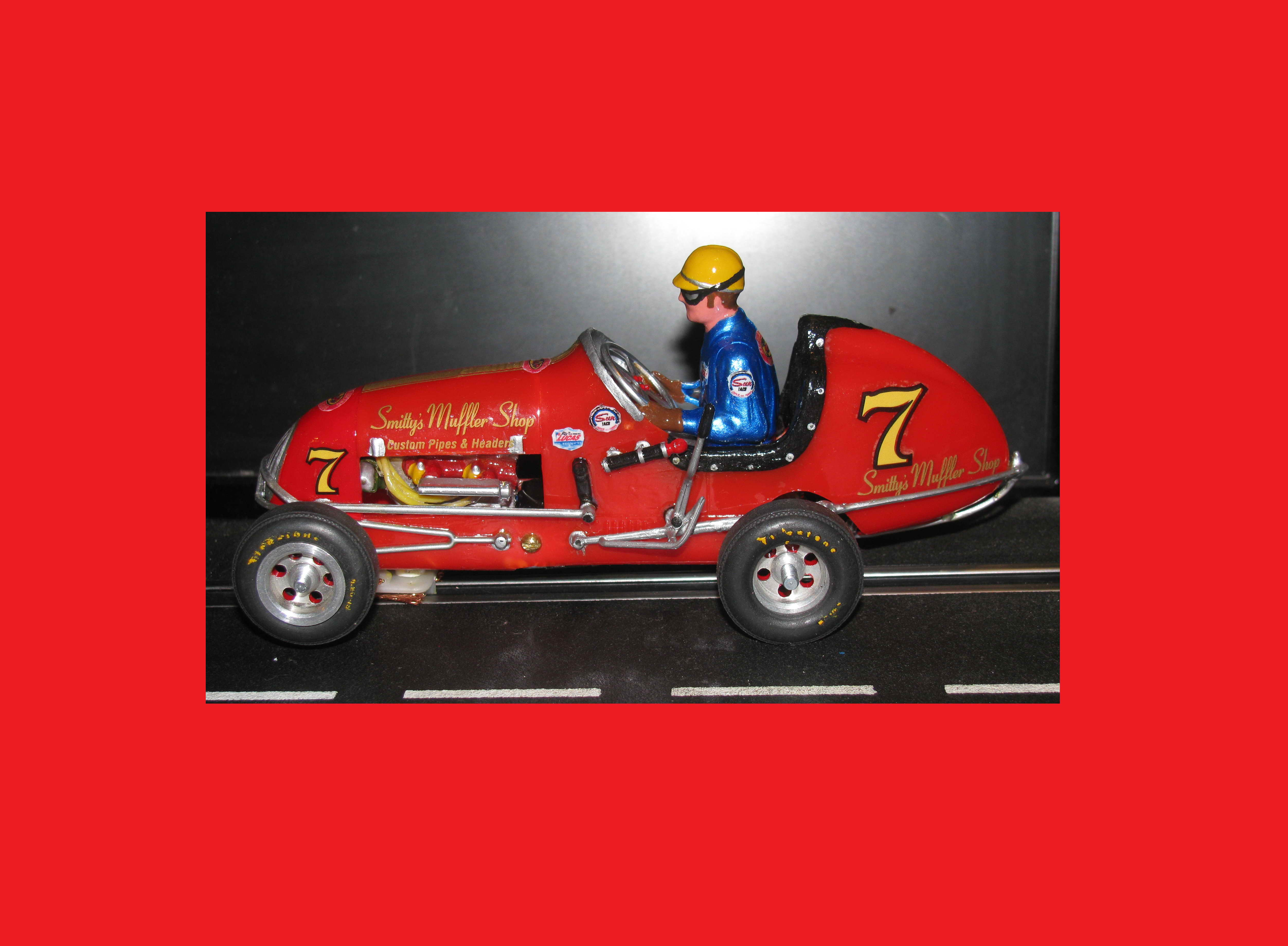 * SOLD * Vintage Monogram Midget Racer “Smitty’s Speed & Muffler Shop” Slot Car #7