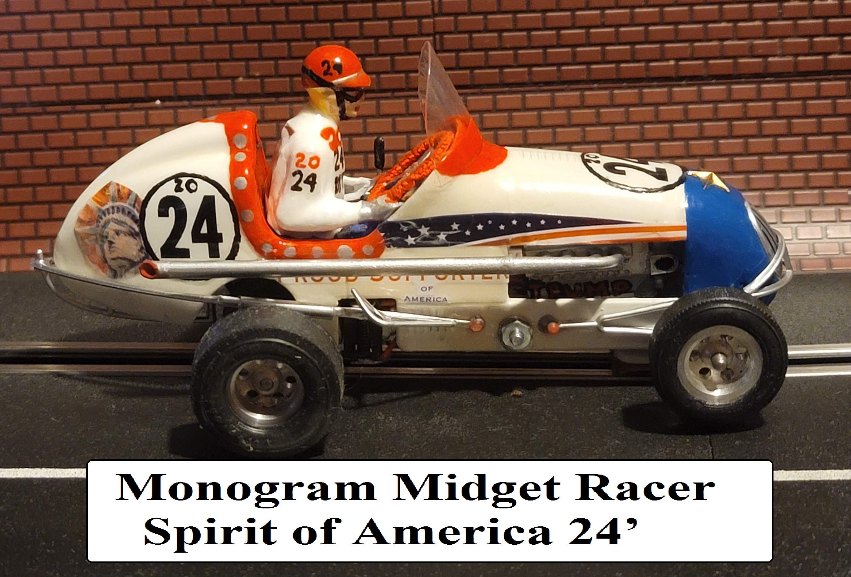 * SOLD - 11-22-23 * * Black Friday Super Sale, Save $50 off our Ebay $299 Store Sale Price * Monogram Midget Racer “Spirit of America 24'” Racing Special 1/24 Scale Slot Car 24