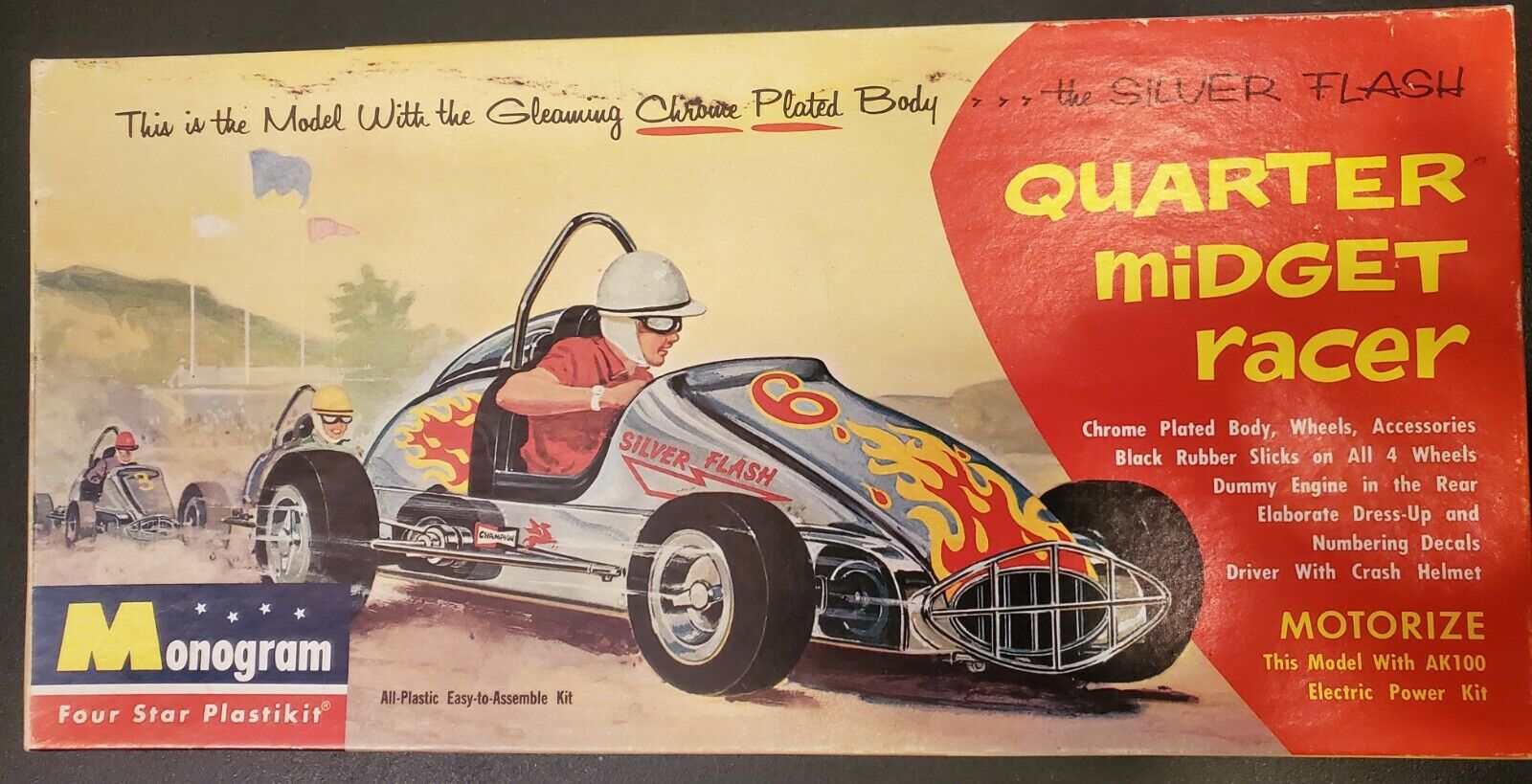 *BOX ONLY* RARE 1/24 kit Monogram "SILVER FLASH" Quarter Midget Racer Box Only and Manual