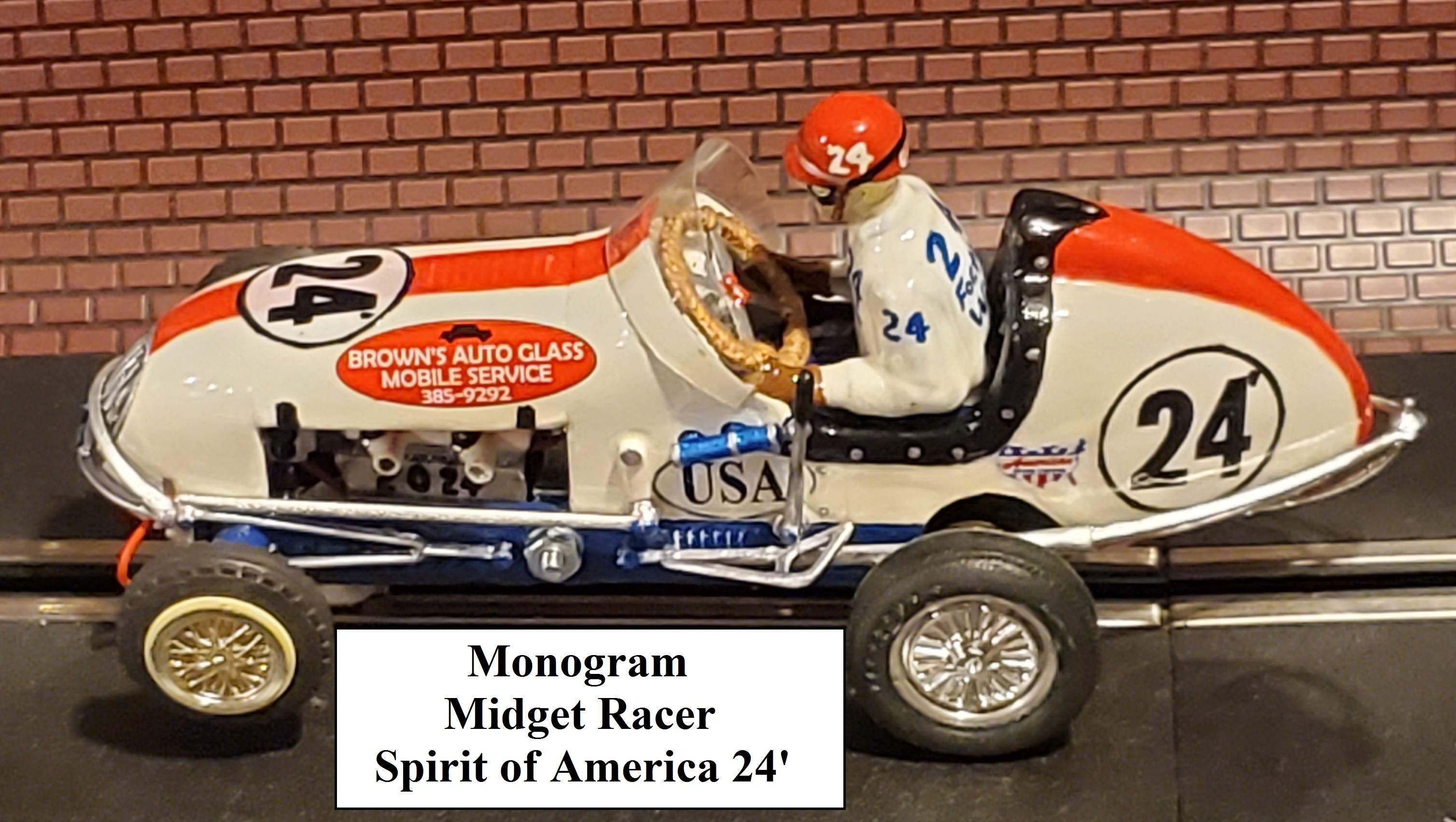 * SOLD Tomas R. * * August is Awesome Sale, Save $50 off our Ebay $299.99 Store Sale Price * Monogram Midget Racer Spirit of America 24’ 1/24 Scale Slot Car 24  