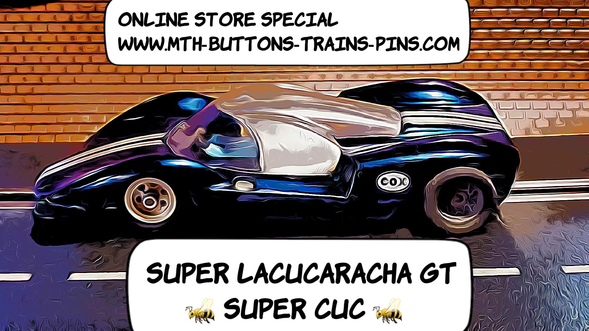 * SOLD 11-11-23 * *Exclusive Offer SAVE $200 off our Ebay Store Price* COX Super La Cucaracha “Super Cuc” 1:24 Scale Slot Car, Nicely Restored 