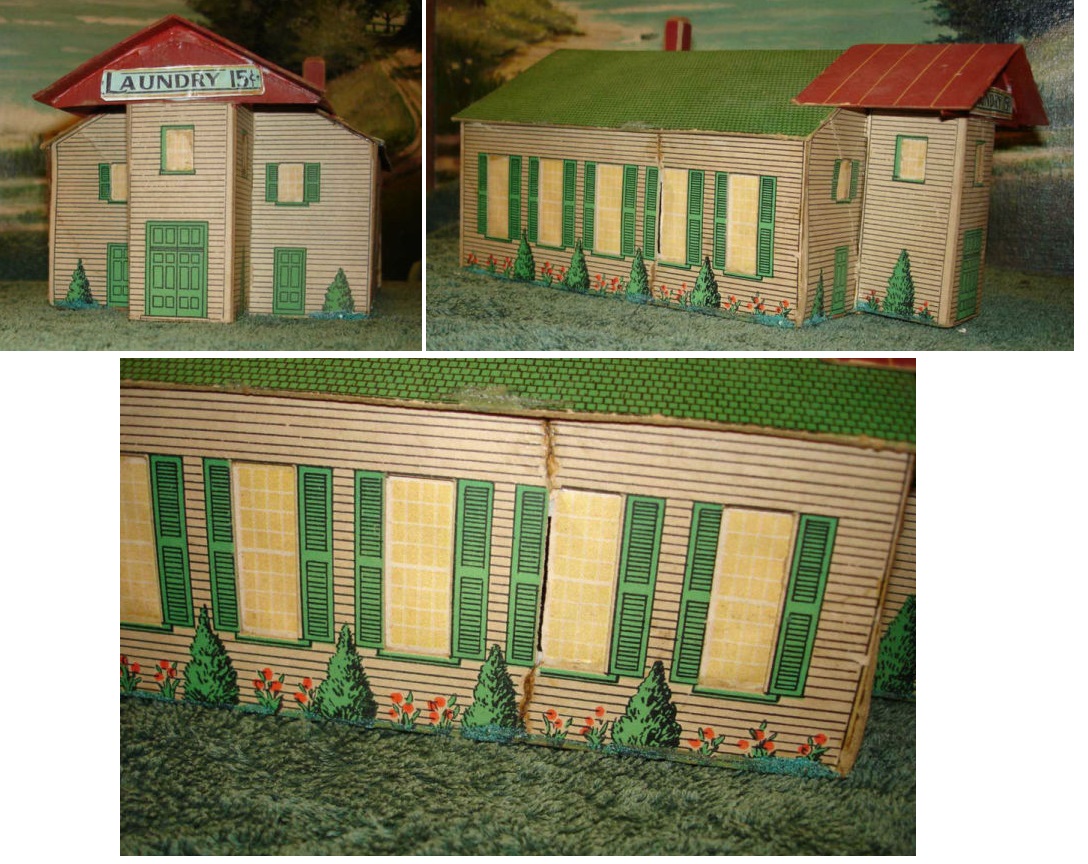 Lionelville-Style Vintage Laundry Building (Paper, Paper Mache & Lights) in O-Gauge
