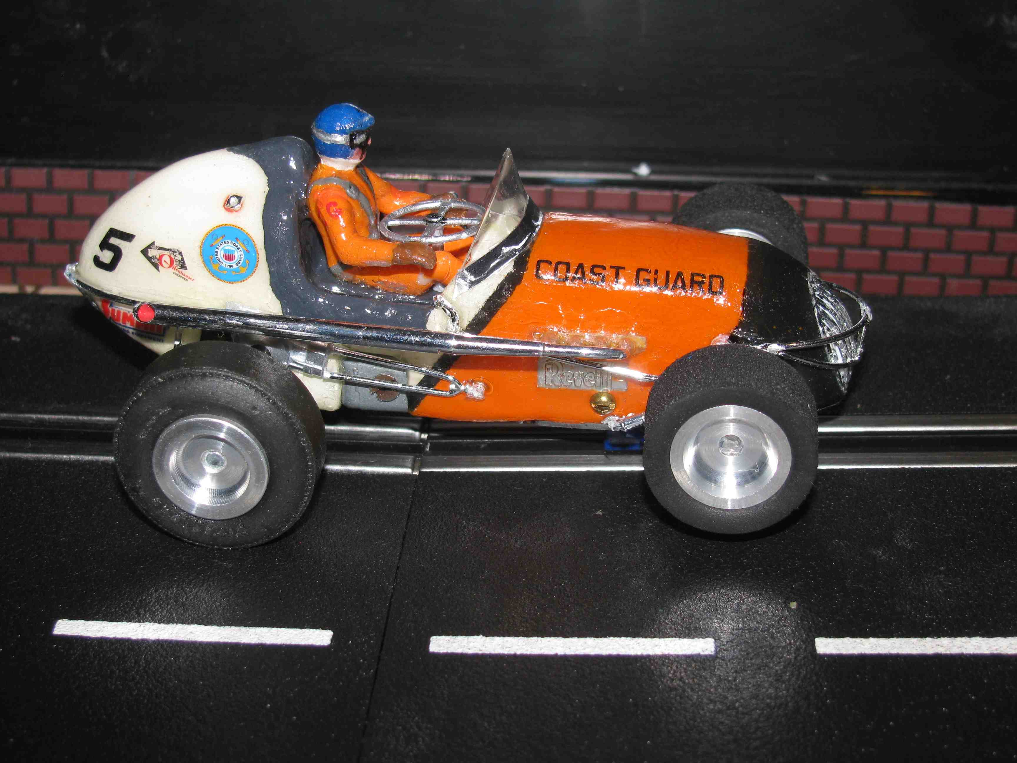 * SOLD * Vintage Revell Midget Racer “Coast Guard” Race Team Slot Car 1/32 Scale – White/Orange – Bonus Car #5 (Limited Edition Set - Bonus)