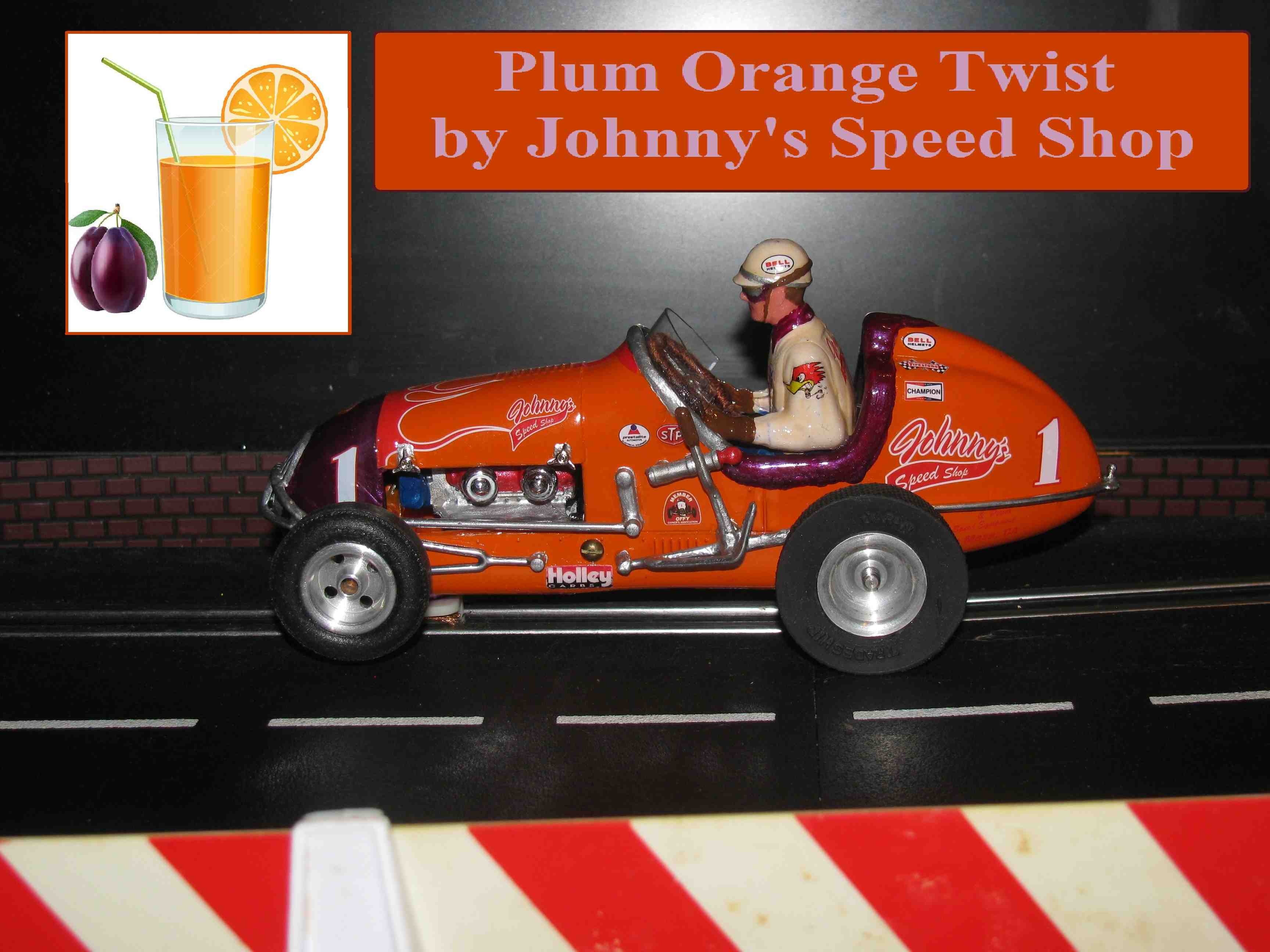 * SOLD * Keith - Vintage Monogram Midget Racer Slot Car “Johnny’s Speed Shop” Car #1 (The Orange Racer)