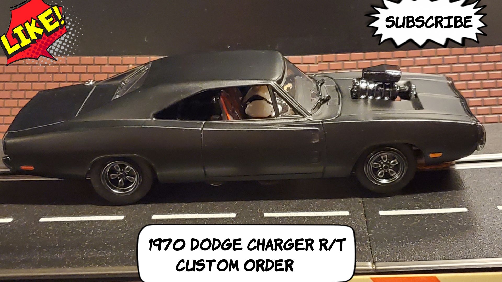 *** PAID - Custom Order *** - For David V. - 1970 Dodge Charger R/T Slot Car 1:24 Scale – Flat Black Custom Build for David Vena     