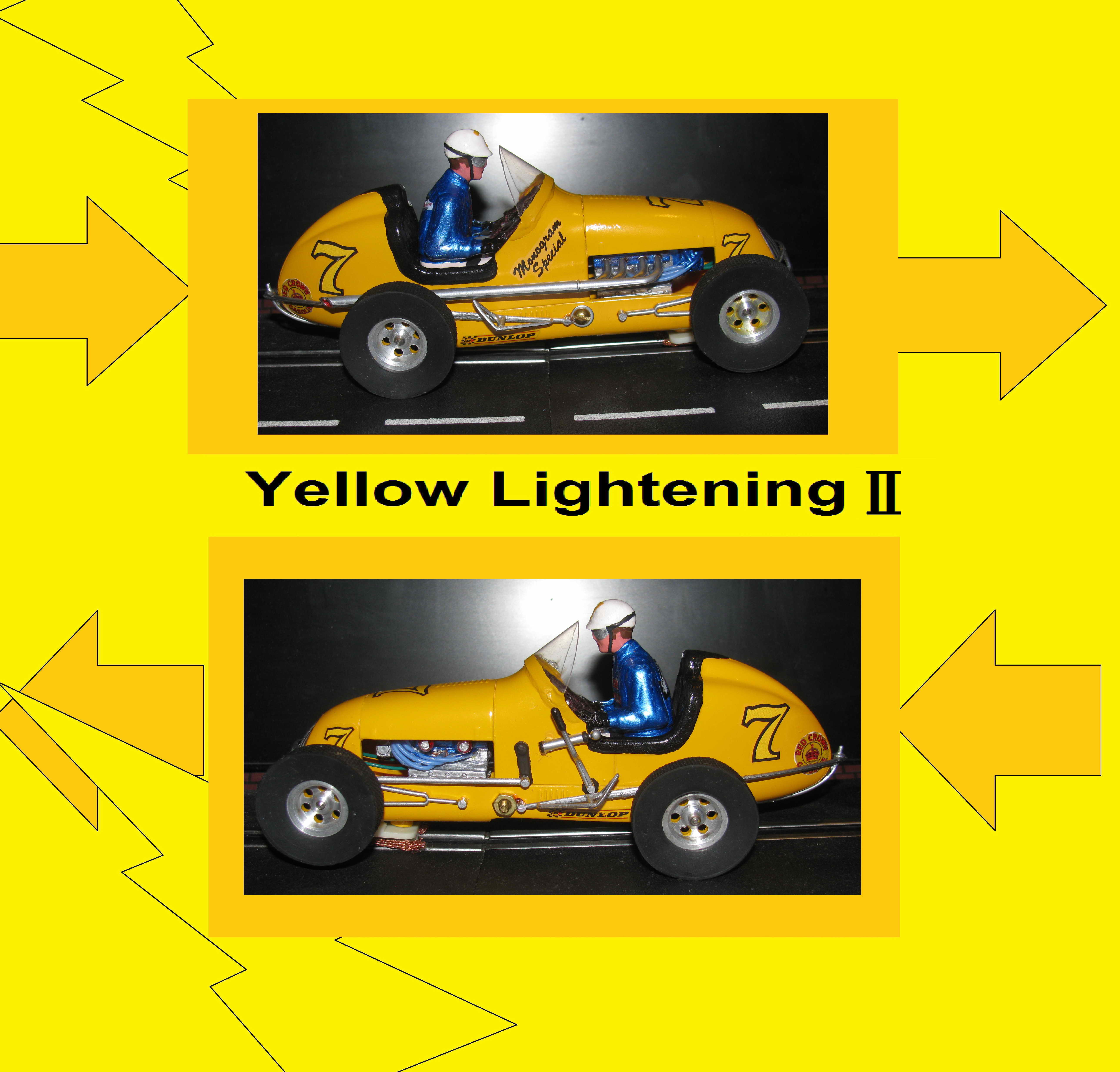 * SOLD * Vintage Monogram Midget Racer “Yellow Lightening II” Slot Car # 7